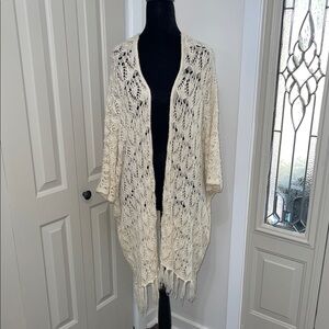 Flying Tomato Cream Open-Knit Cardigan